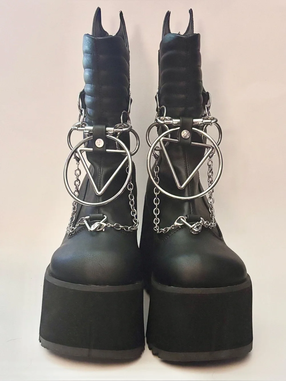 Demonia Black Ritual Chain Platform Gothic Boots